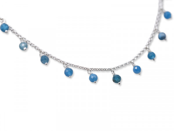 Ankerkette mit Echtsteinperlen Blue Apatite (40 cm + 3.0 cm) (1.3 mm)